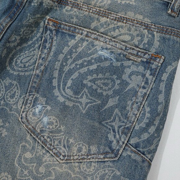 Amiri Patterned Denim Flared Jeans - Picture 9 of 9